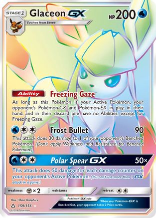 Glaceon GX (Secret Rare) 159/156 - SM Ultra Prism Holofoil
