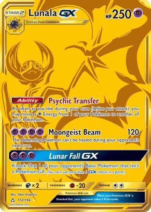 Lunala GX (Secret Rare) 172/156 - SM Ultra Prism Holofoil