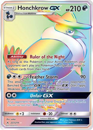 Honchkrow GX (Secret) 223/214 - SM Unbroken Bonds Holofoil