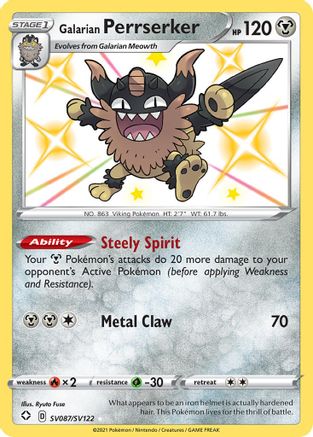 Galarian Perrserker SV087/122 - Shining Fates Shiny Vault Holofoil