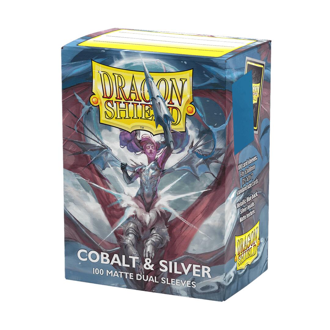 Dragon Shield Dual Matte Standard Sleeves - Cobalt & Silver (100-Pack)