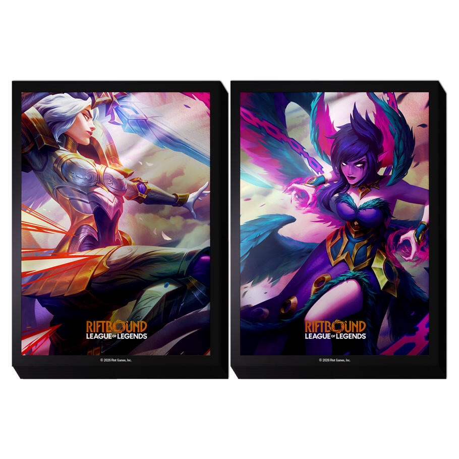league of legends card sleeves Riftbound Vendetta Art Sleeves: Kayle vs Morgana The pack contains a Psyduck Custom Made Card cs-routed-v2 Pack Artwork:Meganium