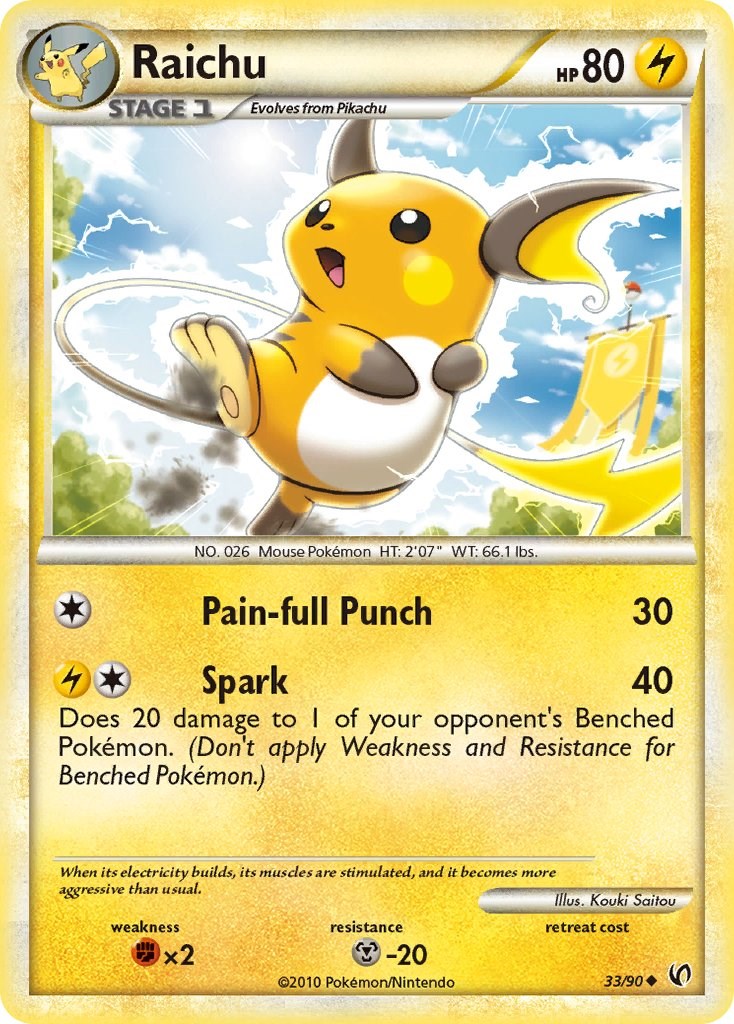 raichu stage 1 pokemon card Stage 1 Raichu HP 140 Thunderbolt Attack Rarity Orange Energetic Pokmon