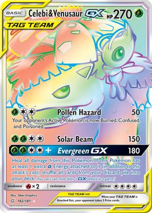 Celebi & Venusaur GX (Secret) 182/181 - SM  Team Up Holofoil