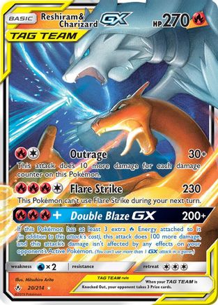 Reshiram & Charizard GX 20/214 - SM  Unbroken Bonds Holofoil