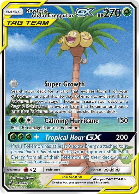 Rowlet & Alolan Exeggutor GX (Alternate Full Art) - SM - Unified Minds