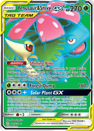 Venusaur & Snivy GX (Full Art) 210/236 - SM  Cosmic Eclipse Holofoil