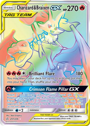 Charizard & Braixen GX (Secret) 251/236 - SM  Cosmic Eclipse Holofoil