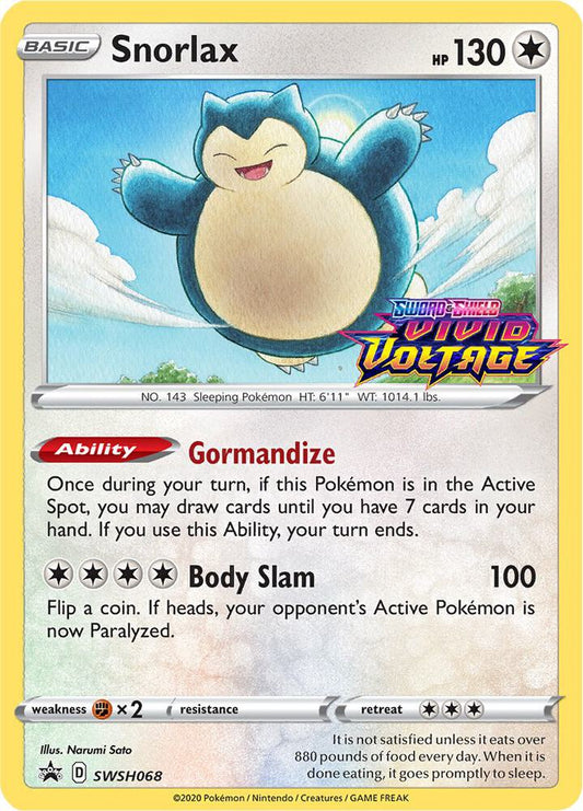 Snorlax - SWSH068 (Prerelease) - SWSH: Sword & Shield Promo Card