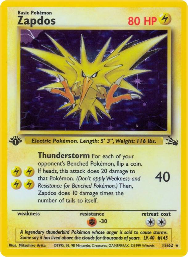 Zapdos (15) - Fossil - 1st Edition