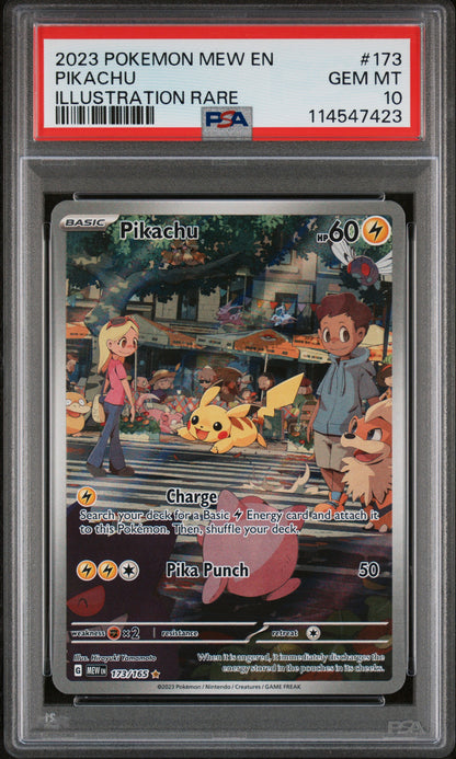 2023 Pokemon Mew En-151 #173 Pikachu Illustration Rare PSA 10