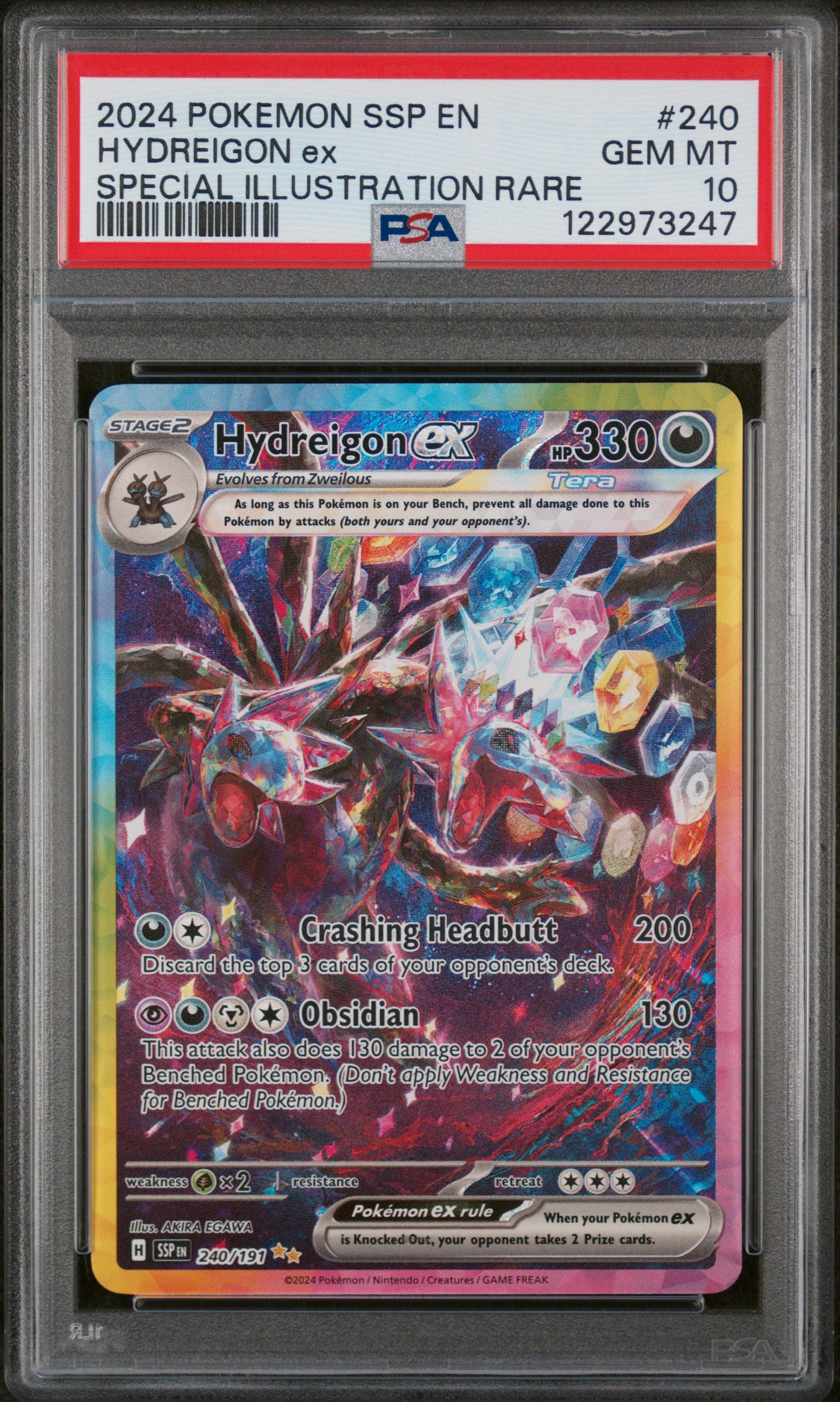 Pokemon Surging Sparks #240 Hydreigon Ex Special Illustration Rare PSA 10