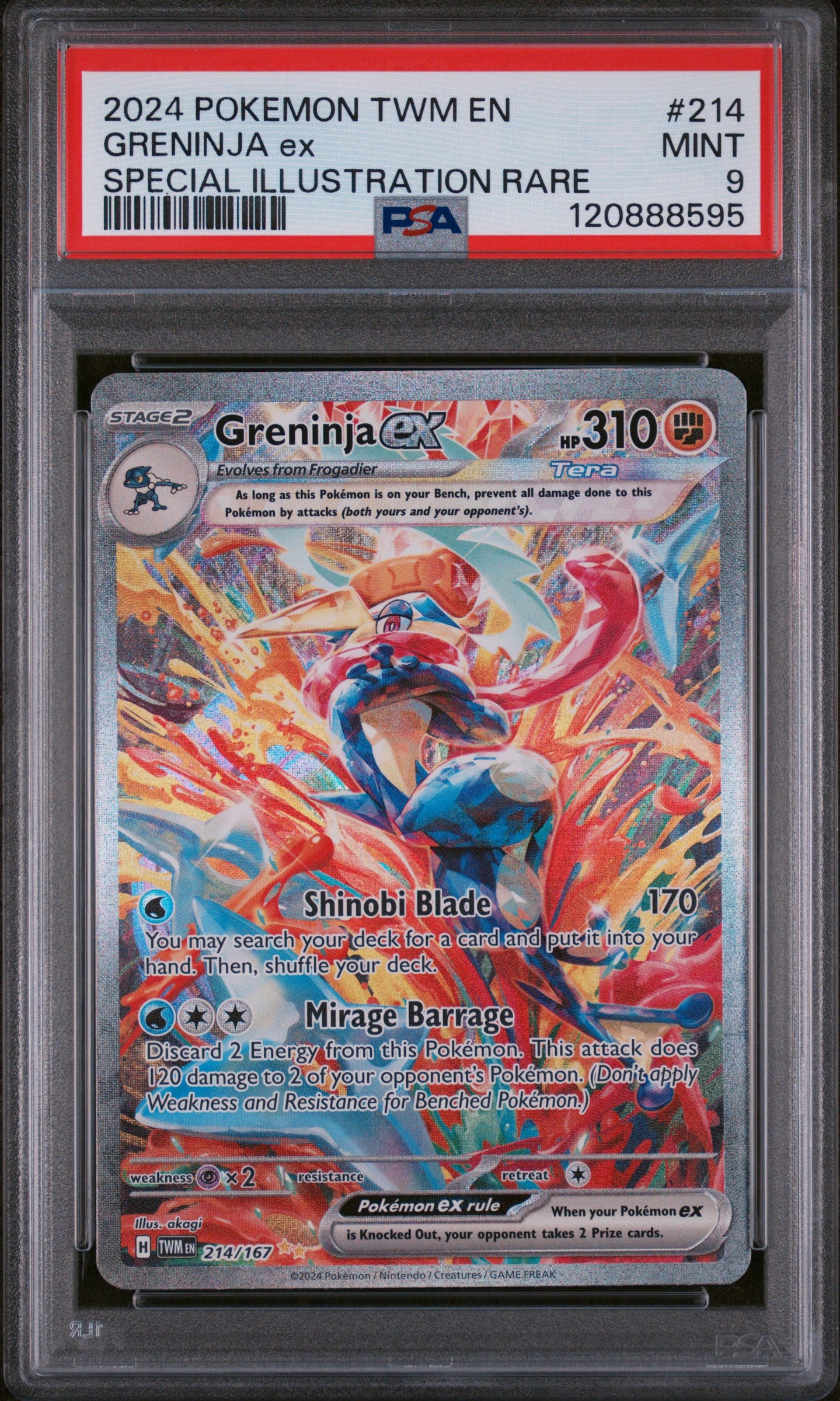 Pokemon Twilight Masquerade #214 Greninja Ex Special Illustration Rare PSA 9