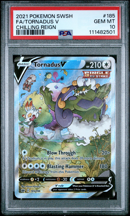 Pokemon SWSH Chilling Reign #185 Fa/Tornadus V Chilling Reign PSA 10