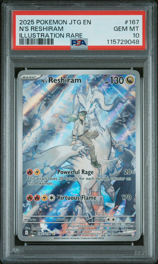 2025 Pokemon Jtg En-Journey Together #167 N'S Reshiram Illustration Rare PSA 10