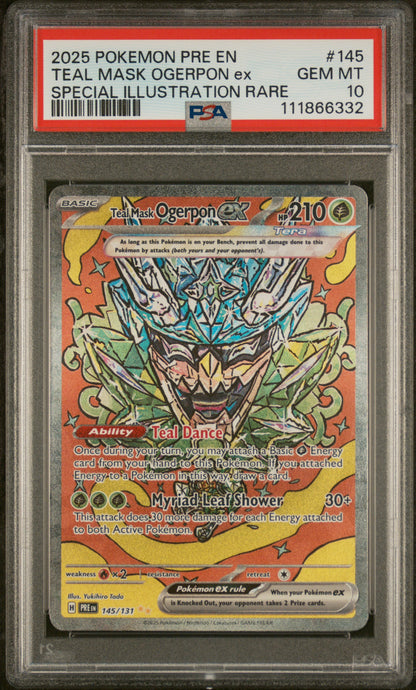 Pokemon Prismatic Evolutions #145 Teal Mask Ogerpon Ex SIR PSA 10