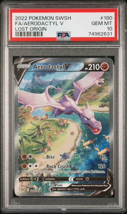 2022 Pokemon Sword & Shield Lost Origin #180 Fa/Aerodactyl V Lost Origin PSA 10