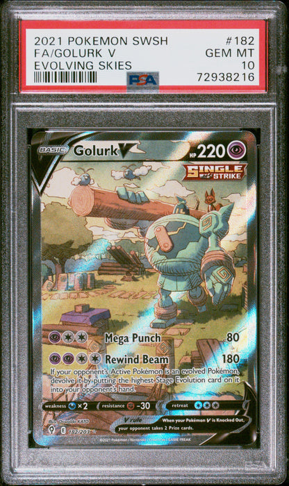 Pokemon Sword & Shield Evolving Skies #182 Golurk V Evolving Skies PSA 10