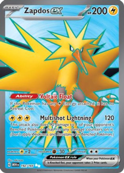 Zapdos ex - 192/165 Ultra Rare - Pokémon 151