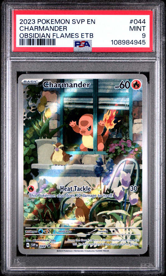 2023 Pokemon En-Sv Black Star Promo #044 Charmander Obsidian Flames Etb PSA 9