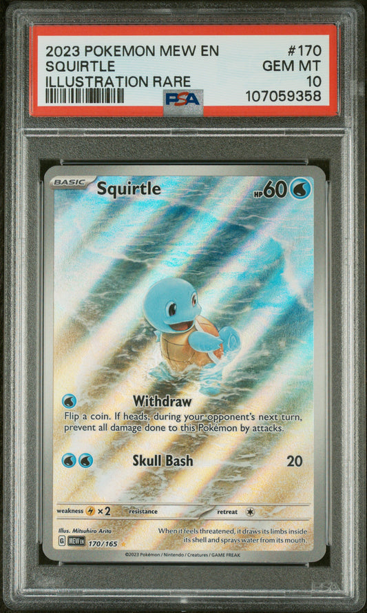 2023 Pokemon Mew En-151 #170 Squirtle Illustration Rare PSA 10