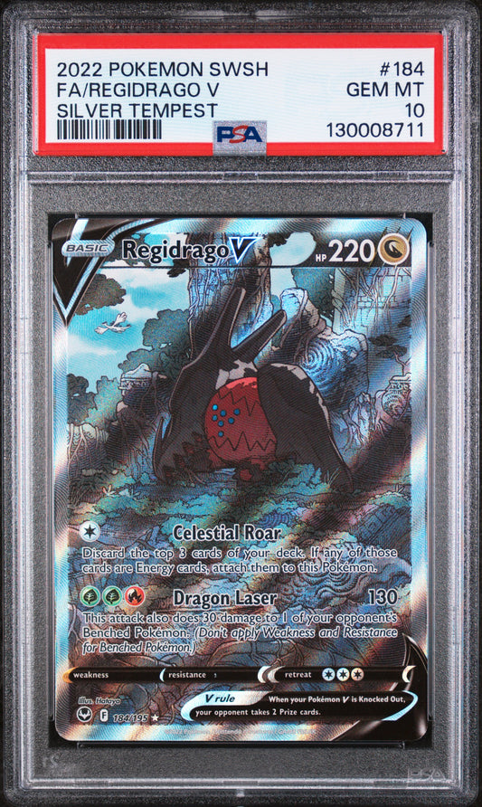 2022 Pokemon Sword & Shield Silver Tempest #184 Fa/Regidrago V PSA 10