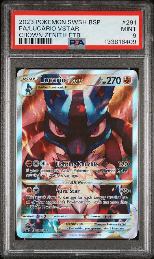 2023 Pokemon Swsh Black Star Promo #291 Lucario Vstar Crown Zenith Etb PSA 9