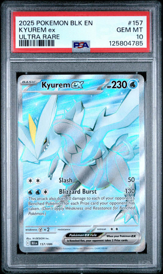 2025 Pokemon Blk En-Black Bolt #157 Kyurem Ex Ultra Rare PSA 10