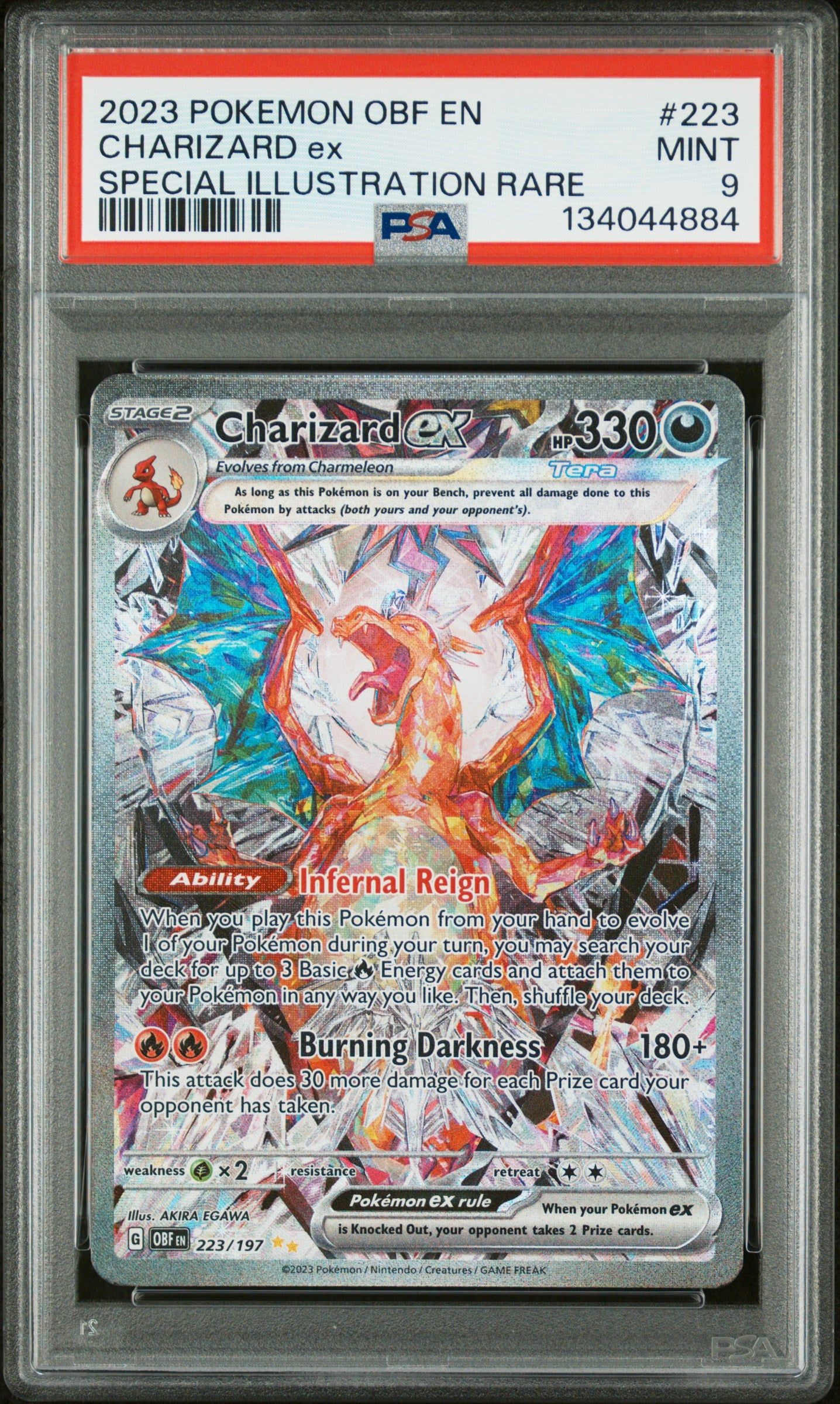 2023 Pokemon Obf En-Obsidian Flames #223 Charizard Ex SIR PSA 9