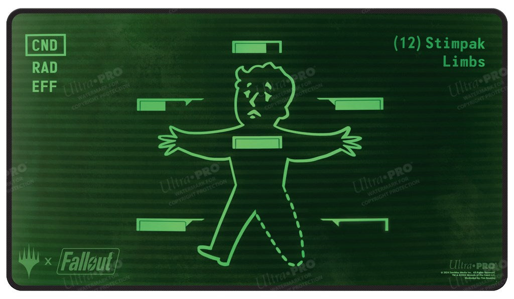 Fallout Inventory Management Black Stitched Standard Gaming Playmat for Magic: The Gathering