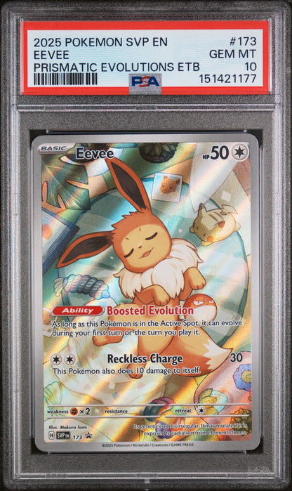 2025 Pokemon Sv Black Star Promo #173 Eevee Prismatic Evolutions ETB PSA 10