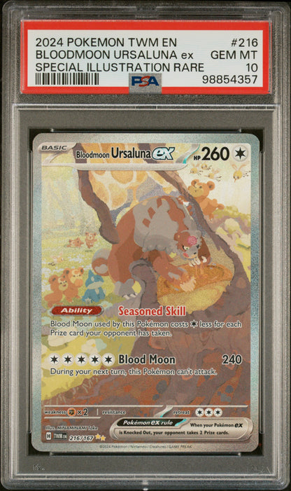 2024 Pokemon Twm En-Twilight Masquerade #216 Bloodmoon Ursaluna Ex SIR PSA 10