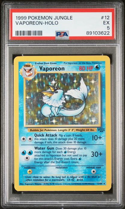 1999 Pokemon Jungle #12 Vaporeon-Holo PSA 5