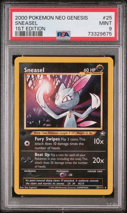 2000 Pokemon Neo Genesis 1st Edition #25 Sneasel 1st Edition PSA 9