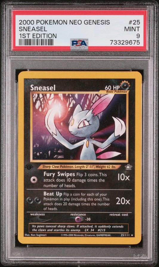2000 Pokemon Neo Genesis 1st Edition #25 Sneasel 1st Edition PSA 9