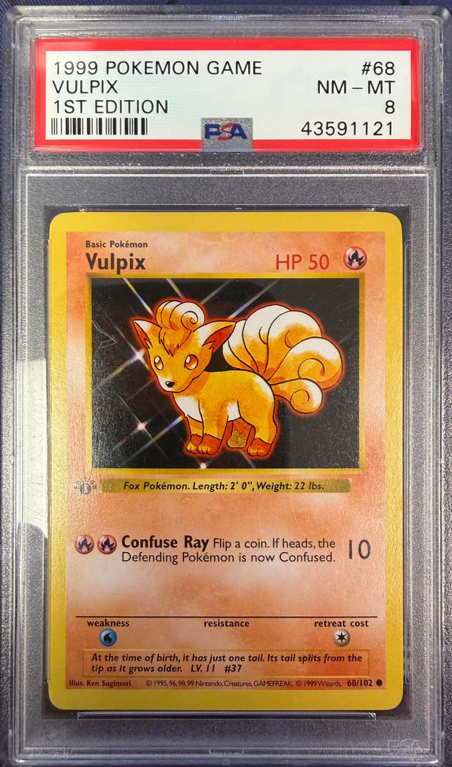 1999 Pokemon Game #68 Vulpix 1st Edition PSA 8