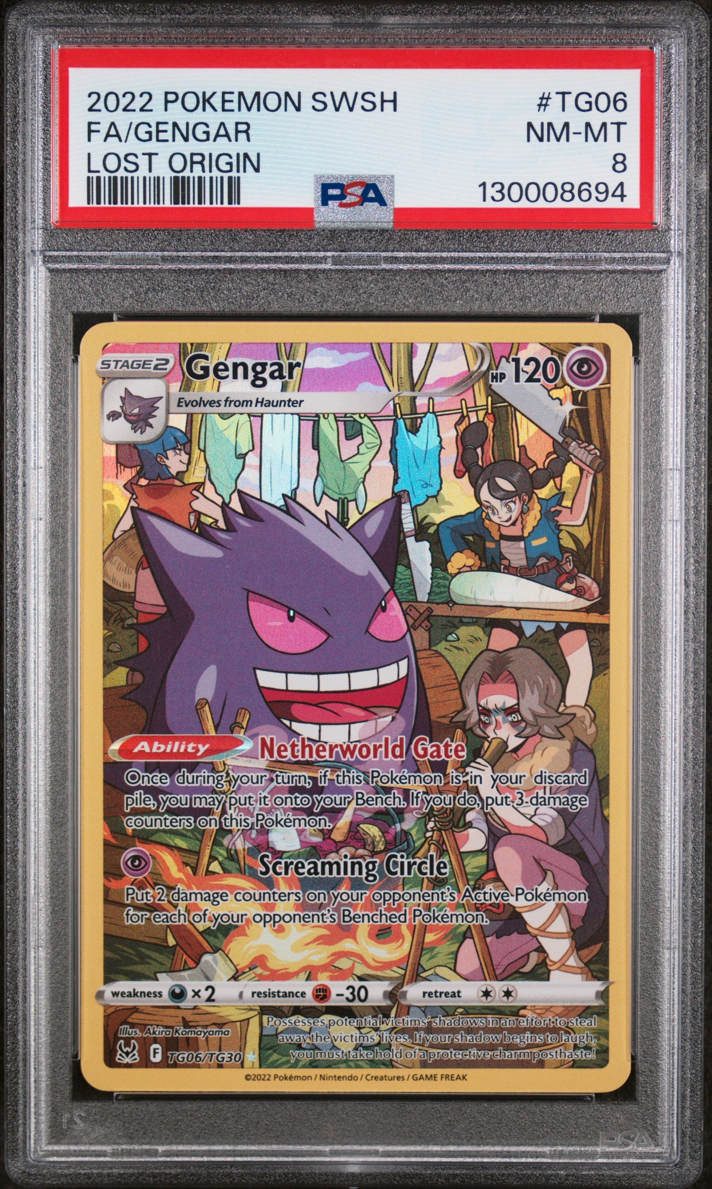 2022 Pokemon Sword & Shield Lost Origin #TG06 Fa/Gengar Lost Origin PSA 8