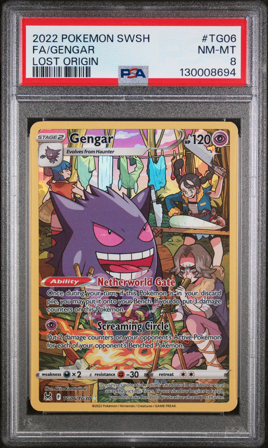 2022 Pokemon Sword & Shield Lost Origin #TG06 Fa/Gengar Lost Origin PSA 8
