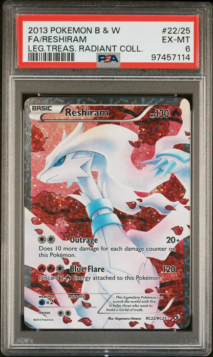 2013 Pokemon Black & White Legendary Treasures Rd. Coll. #RC22 Reshiram  PSA 6
