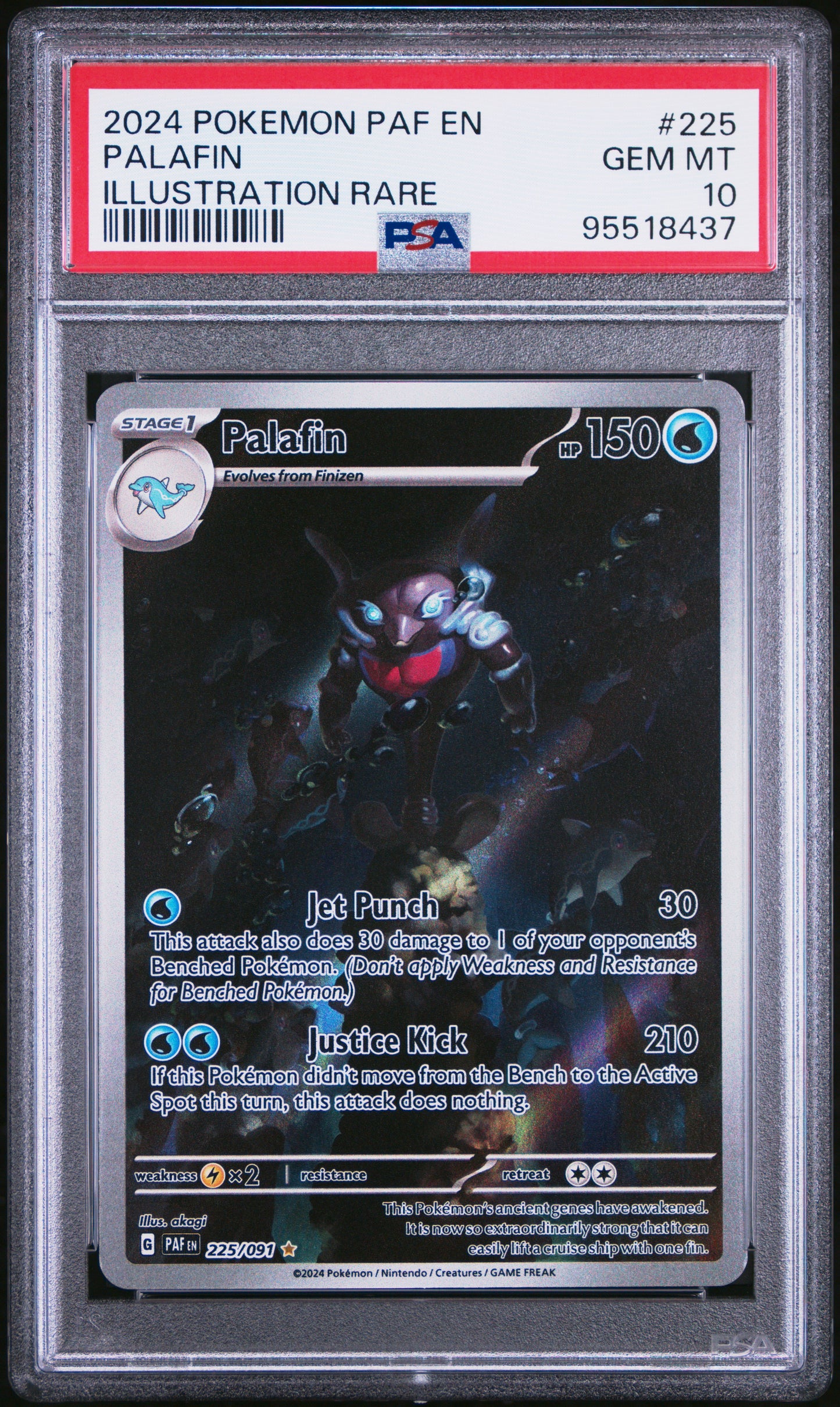 2024 Pokemon Paf En-Paldean Fates #225 Palafin Illustration Rare PSA 10