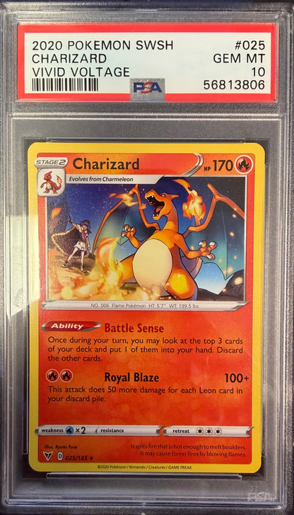 2020 Pokemon Sword & Shield Vivid Voltage #025 Charizard PSA 10