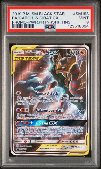 2019 Pokemon Sm Black Star Promo #SM193 Fa/Garch. & Girat.Gx Promo PSA 9