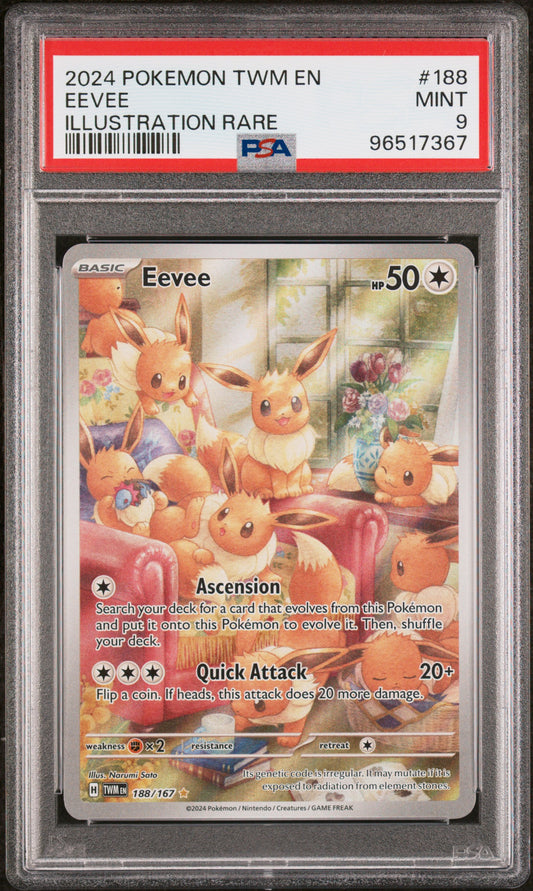2024 Pokemon Twm En-Twilight Masquerade #188 Eevee Illustration Rare PSA 9