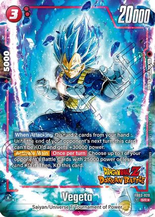 Vegeta - FB03-020 (Dragon Ball Z Dokkan Battle Alternate Art) (FB03-020) - Raging Roar Alternate Art Reprints Holofoil