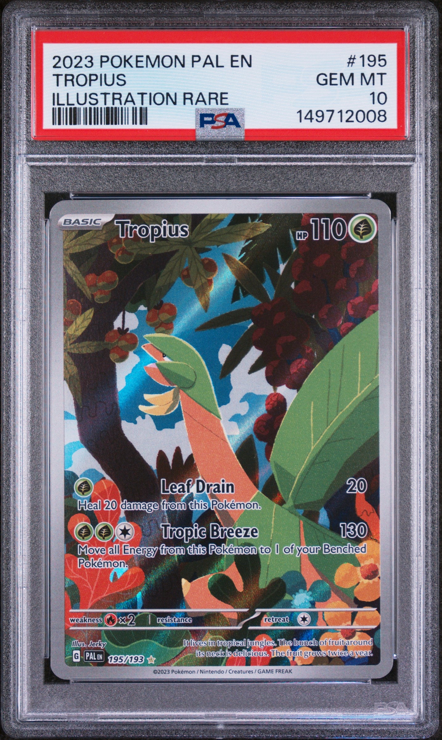 2023 Pokemon Pal En-Paldea Evolved #195 Tropius Illustration Rare PSA 10