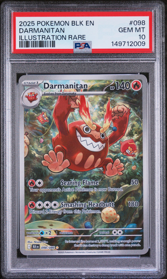 2025 Pokemon Blk En-Black Bolt #098 Darmanitan Illustration Rare PSA 10
