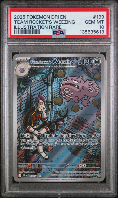 2025 Pokemon Dri En-Destined Rivals #199 Team Rocket'S Weezing IR PSA 10