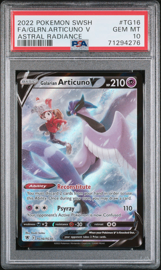 2022 Pokemon Sword & Shield Astral Radiance #TG16 Fa/Glrn.Articuno V PSA 10