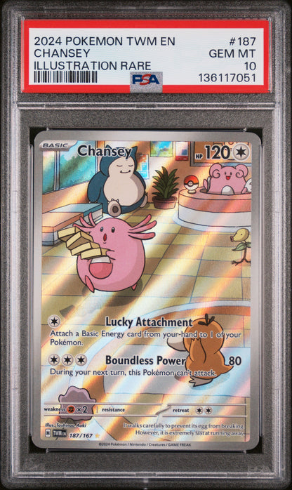 2024 Pokemon Twm En-Twilight Masquerade #187 Chansey Illustration Rare PSA 10