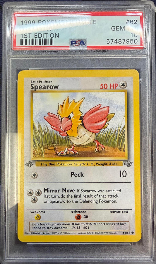1999 Pokemon Jungle #62 Spearow 1st Edition PSA 10